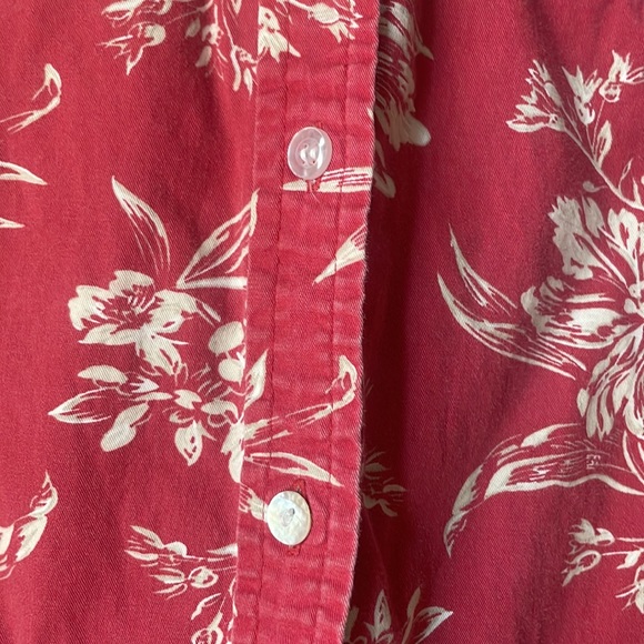 Vintage Merona red floral sleeveless button down cotton blouse - Picture 4 of 5